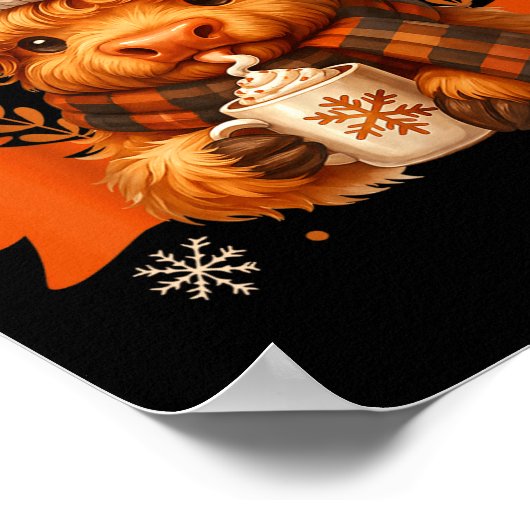 Highland Cow Mooey Christmas Pajamas Western Cowgi Poster (Hoek)