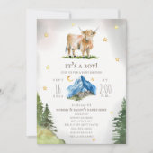 Highland Cow Moon Stars Mountain Baby Shower  Kaart (Voorkant)