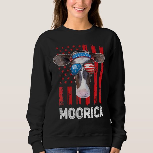 Highland Cow Moorica 4th July Independence Day Ame Trui (Voorkant)