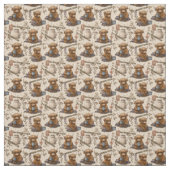 Highland Cow Morning Coffee Cozy Farmhouse Pattern Stof (Swatch)