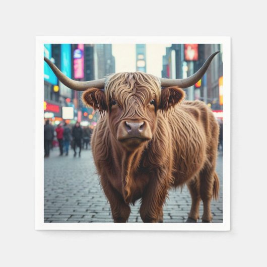 Highland Cow op Times Square Servet (Voorkant)
