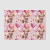 Highland Cow Pastel Balloon Cute Gift Tissuepapier (Voorkant)