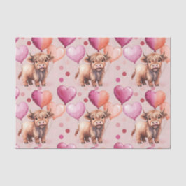 Highland Cow Pastel Balloon Cute Gift Tissuepapier