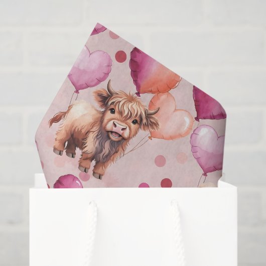Highland Cow Pastel Balloon Cute Gift Tissuepapier (Cadeauzakje)