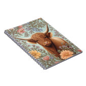 Highland Cow Pastel William Morris Inspired Floral Notitieboek (Rechterzijde)