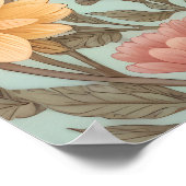 Highland Cow Pastel William Morris Inspired Floral Poster (Hoek)