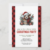 Highland cow pine branch Christmas party invite Kaart (Voorkant)