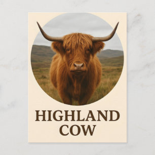 Highland Cow Portretposter met "Highland Cow" Feestdagenkaart