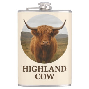 Highland Cow Portretposter met "Highland Cow" Heupfles