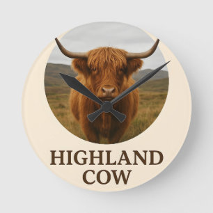 Highland Cow Portretposter met "Highland Cow" Ronde Klok