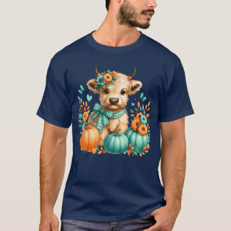 Highland Cow Pumpkineal Oranje Herfst Vlinder Herf T-shirt