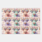 Highland Cow Purple Sage Easter Flowers Pastel Inpakpapier Vel (Voorkant 3)