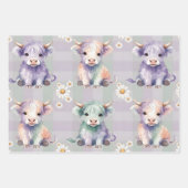 Highland Cow Purple Sage Easter Flowers Pastel Inpakpapier Vel (Voorkant 2)