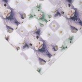 Highland Cow Purple Sage Easter Flowers Pastel Tissuepapier (Detail)