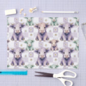 Highland Cow Purple Sage Easter Flowers Pastel Tissuepapier (Craft)