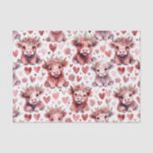 Highland Cow Red Pink Heart Flower Gift Tissuepapier (Voorkant)