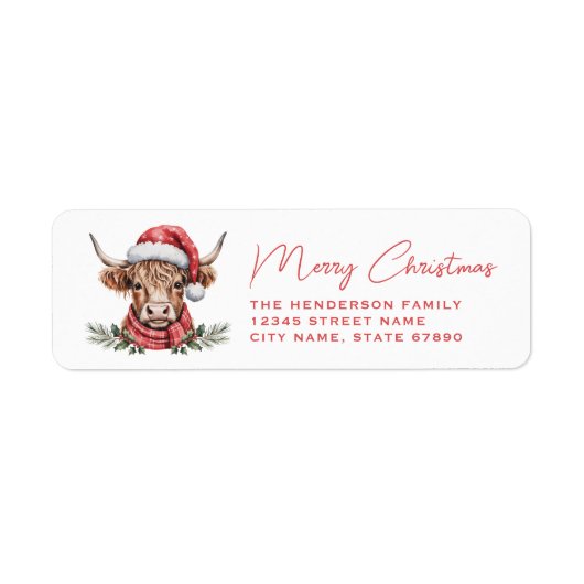 Highland Cow Return Address Labels (Voorkant)