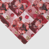 Highland Cow Ruby Red Golden Heart Gift Liner Tissuepapier (Detail)