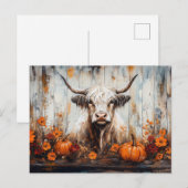 Highland Cow Rustic Autumn Painting Briefkaart (Voorkant / Achterkant)