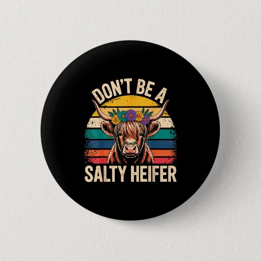 Highland Cow Shirt Funny Men Women  Ronde Button 5,7 Cm (Voorkant)