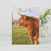 Highland Cow Thank You Card Bedankkaart (Staand voorkant)