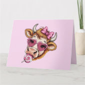 Highland Cow Valentijn Coquette Valentijnsdag  Kaart (Voorkant)