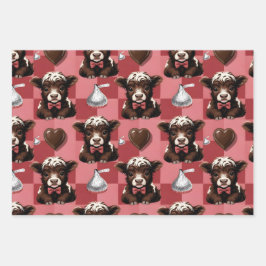 Highland Cow Valentine Chocolate Gift Set of 3 Inpakpapier Vel