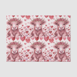Highland Cow Valentine Pink Rose Tissue Paper Tissuepapier