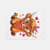 Highland Cow Valentines Day Funny Hearts Valentine Fleece Deken (Voorkant (Horizontaal))