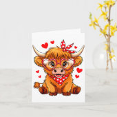 Highland Cow Valentines Day Funny Hearts Valentine Kaart (Gele Bloem)