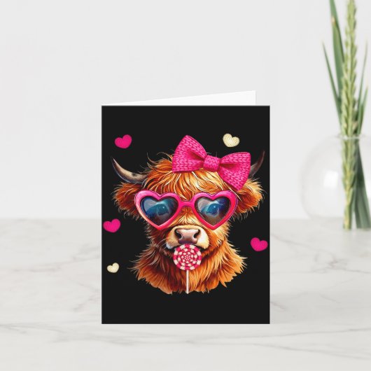Highland Cow Valentines Day Funny Hearts Valentine Kaart (Voorkant)