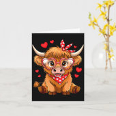 Highland Cow Valentines Day Funny Hearts Valentine Kaart (Gele Bloem)