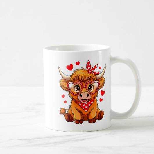 Highland Cow Valentines Day Funny Hearts Valentine Koffiemok (Rechts)