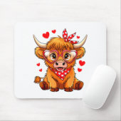 Highland Cow Valentines Day Funny Hearts Valentine Muismat (Met muis)
