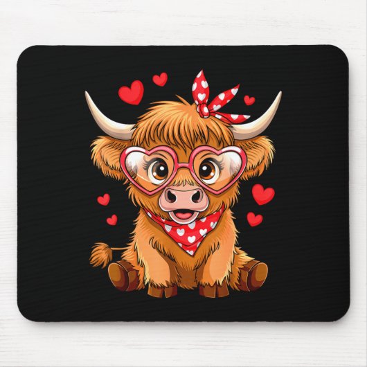 Highland Cow Valentines Day Funny Hearts Valentine Muismat (Voorkant)