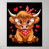 Highland Cow Valentines Day Funny Hearts Valentine Poster (Voorkant)