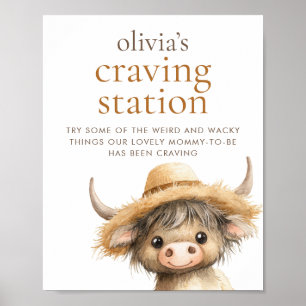 Highland Cow Verlangens Station Baby Shower Poster