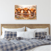 Highland Cow - Watercolour Animals Canvas Afdruk (Insitu (Slaapkamer))