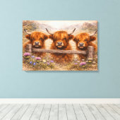 Highland Cow - Watercolour Animals Canvas Afdruk (Insitu (Houten vloer))