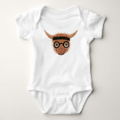 Highland Cow Wears Hippy Spectrum Baby Creeper Romper (Voorkant)