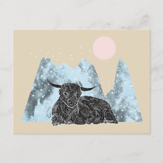 "Highland Cow Winter" Briefkaart (Voorkant)