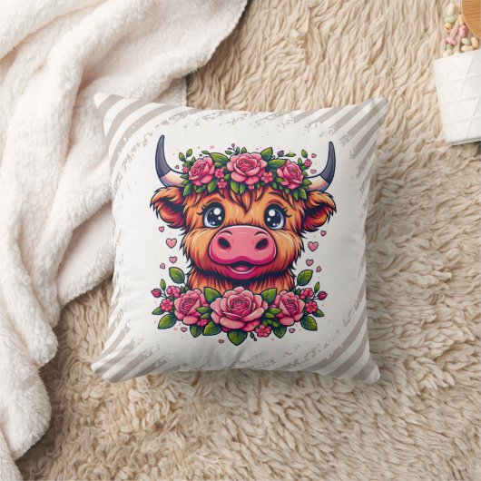 Highland Cow with Rose Crown Kussen (Deken)