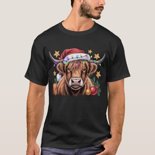 Highland Cow Xmas Heifers Farm Farmer Animal Lover T-shirt (Voorkant)