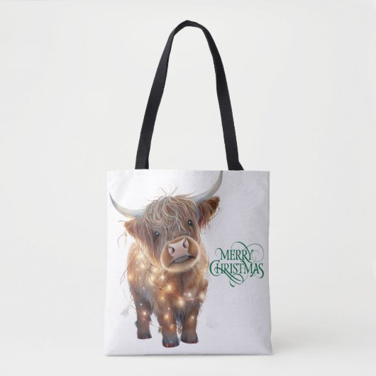 highland cow xmas Tote Tote Bag (Voorkant)