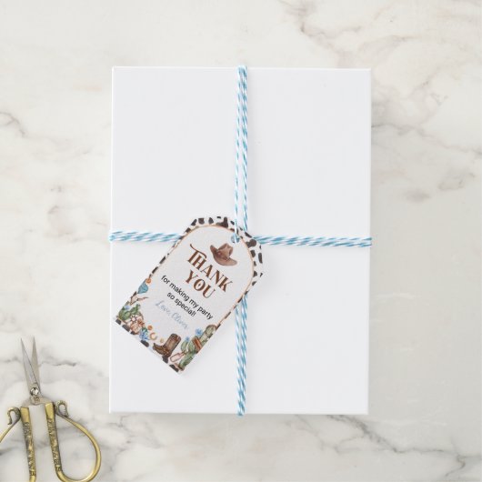 Highland Cowboy Verjaardag Dank u Label Cadeaulabel (Met Touw)