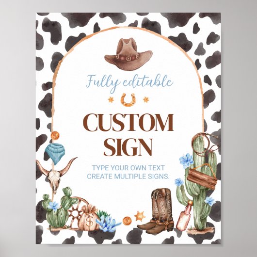 Highland Cowboy Verjaardagsfeestje Tafelbord Poster (Voorkant)