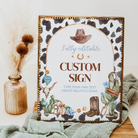 Highland Cowboy Verjaardagsfeestje Tafelbord Poster