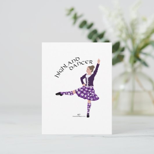 Highland Dancer Paars Briefkaart (Staand voorkant)