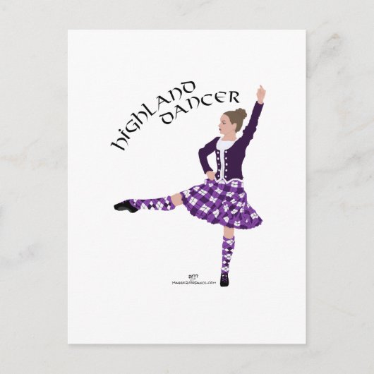 Highland Dancer Paars Briefkaart (Voorkant)