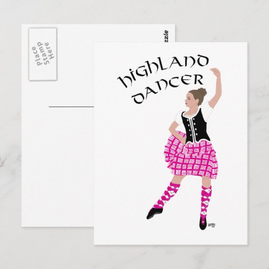 Highland Dancer Pink Briefkaart (Voorkant / Achterkant)